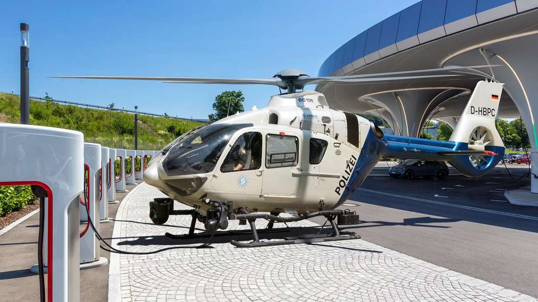 Police in Germany photoshop a helicopter at a Tesla Supercharger to send a message.