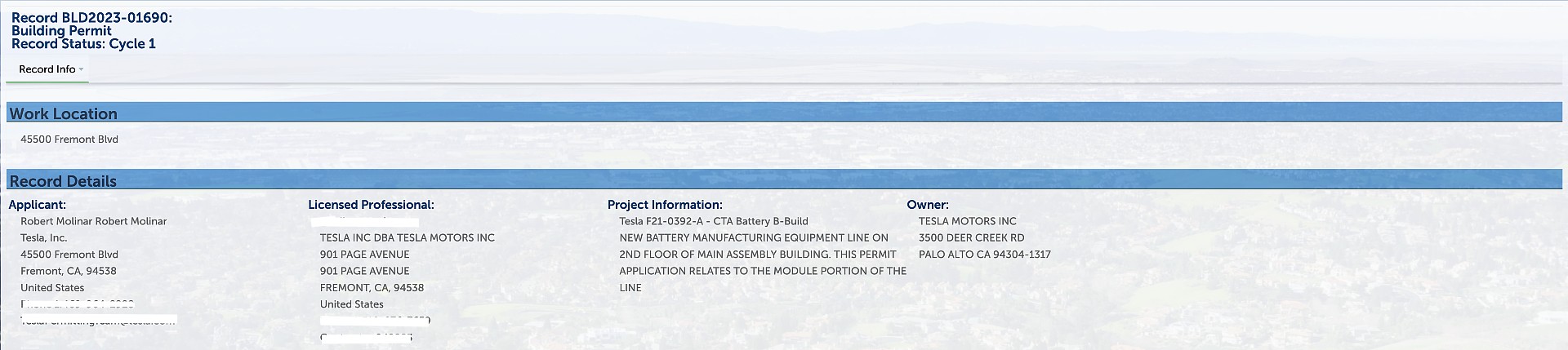 tesla battery cell manufacturing filing