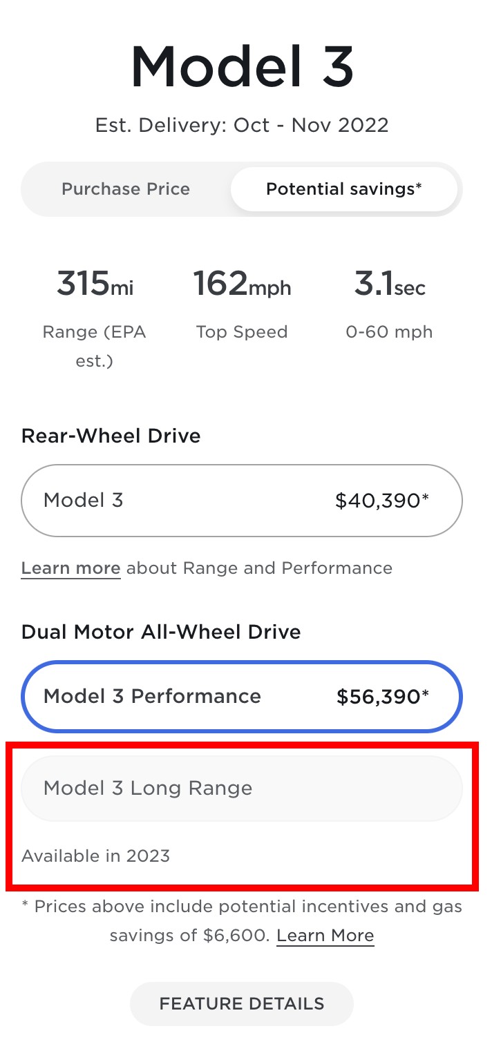 Tesla Model 3 Long Range 2022 распродана