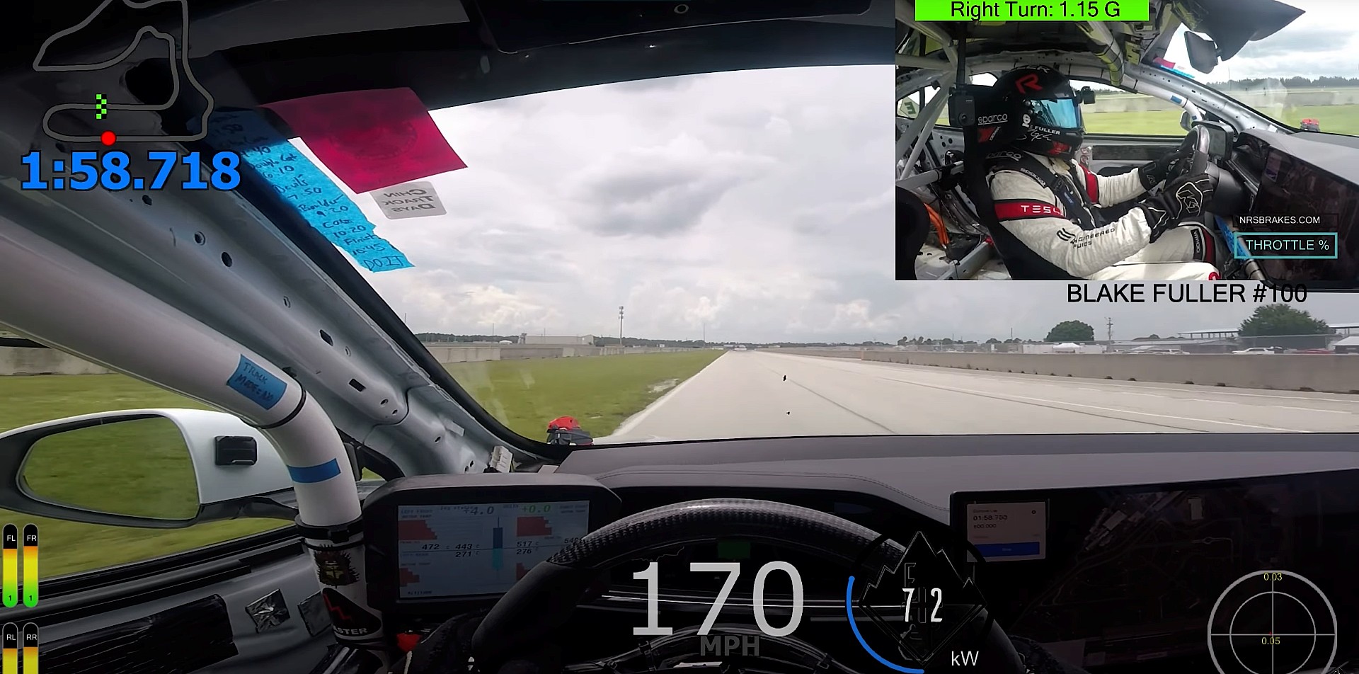 tesla model s plaid sebring raceway POV