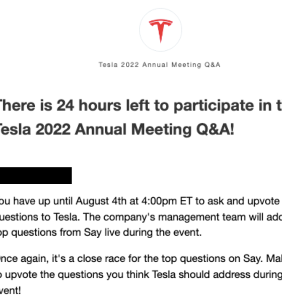 Tesla shareholders have less than 24 hours left to participate in the Q&A