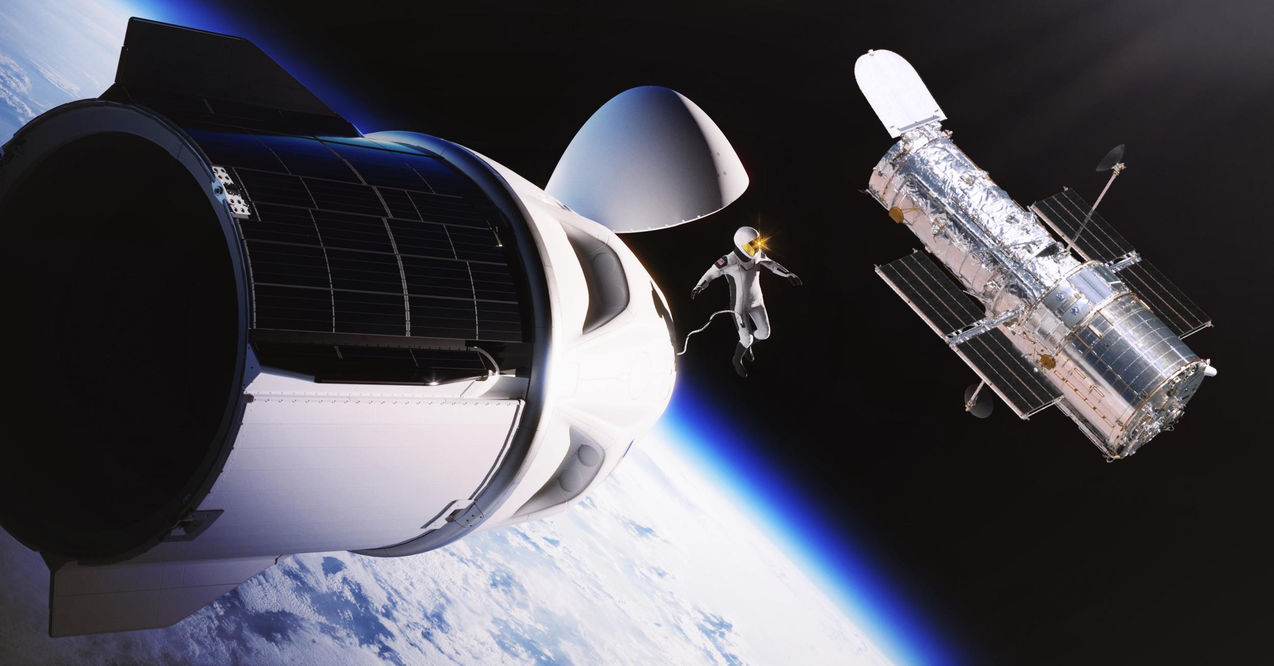 Polaris Dawn Crew Dragon render (SpaceX) Hubble mission edit 1 (c)