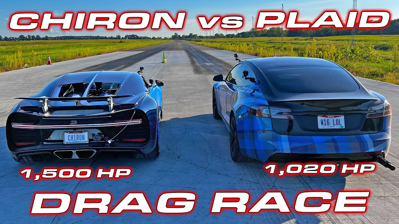 Tesla Model S Plaid leaves $3.6M Bugatti Chiron behind in drag & roll race