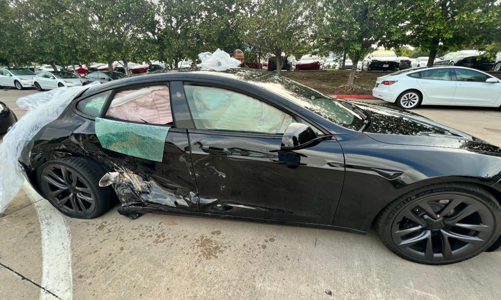 tesla model s plaid totaled service center