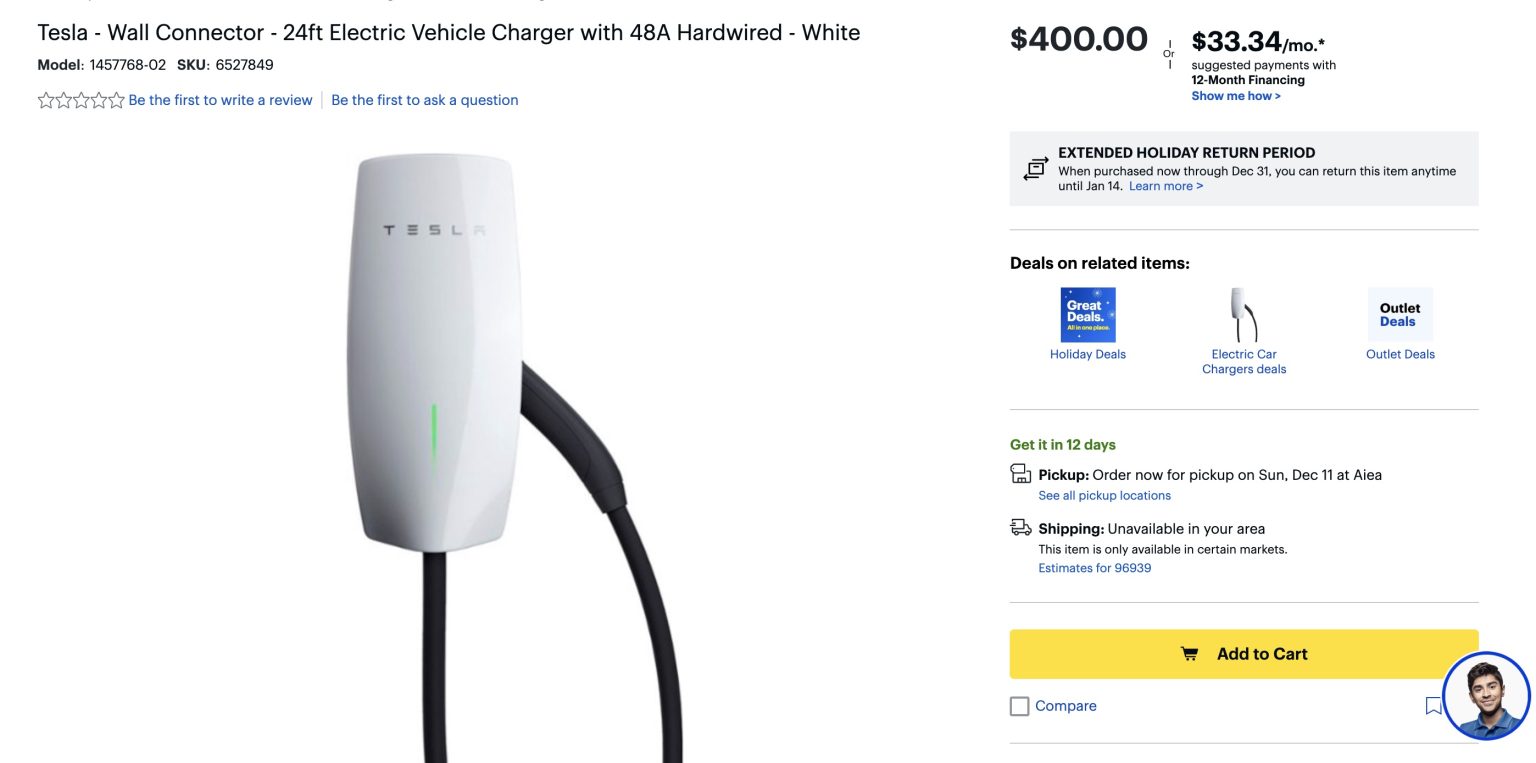 Tesla Wall Connector chargers now available on Best Buy Motor Junkies