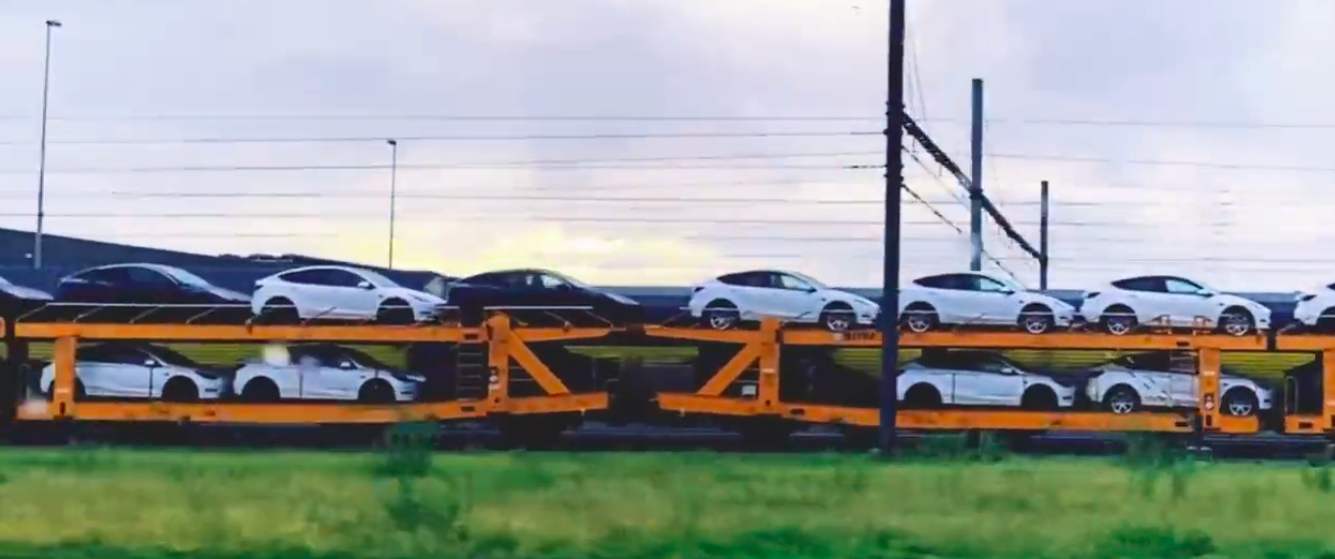 Massive Tesla delivery train spotted in Europe