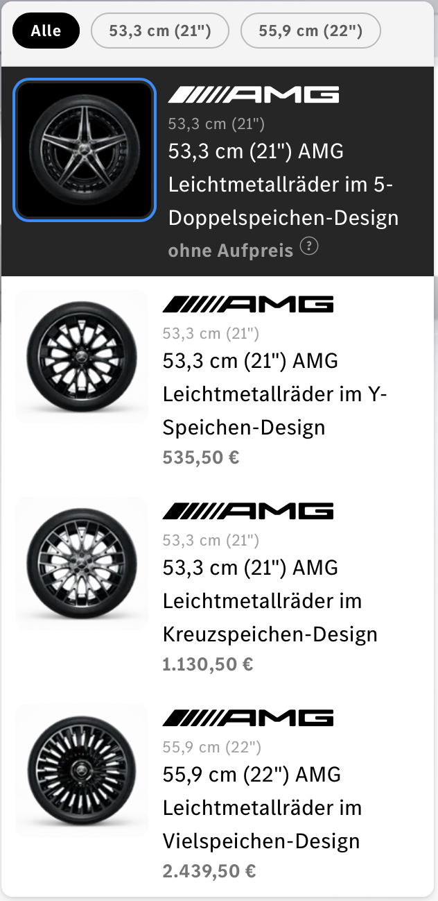 Mercedes Wheel Options