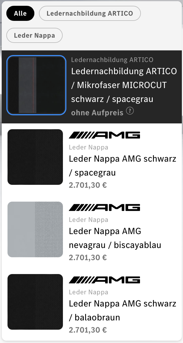 Mercedes Seat Material Options
