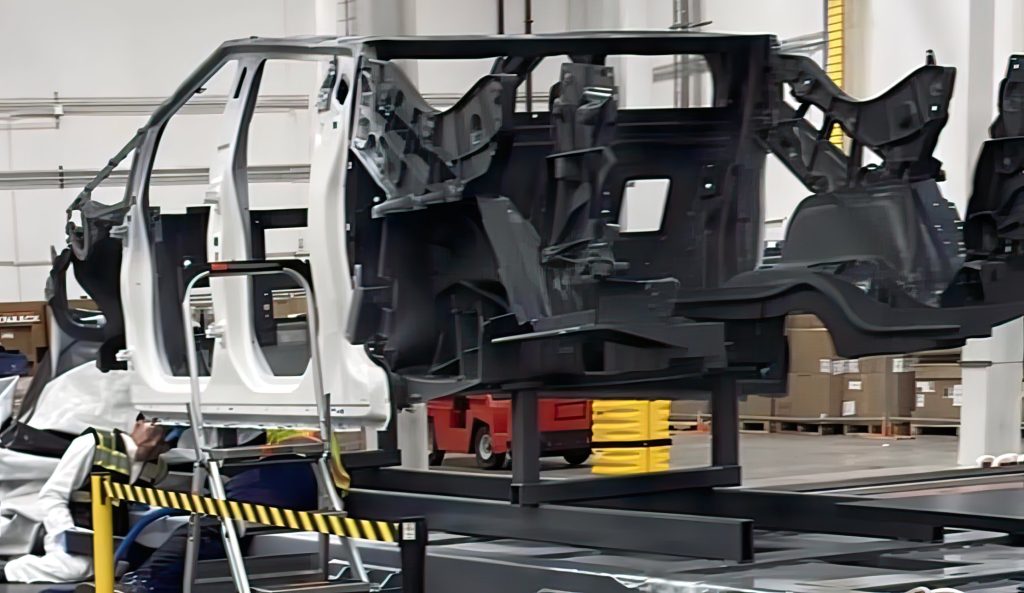 Tesla Cybertruck body with single-piece rear megacast spotted in Giga Texas