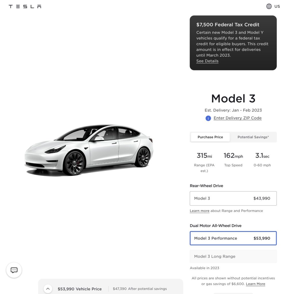 Tesla Model 3 Pricing