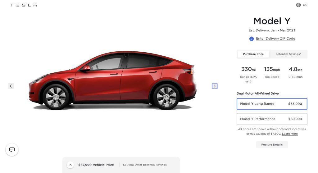 Tesla surprisingly lists Model Y Long Range RWD for $48,000