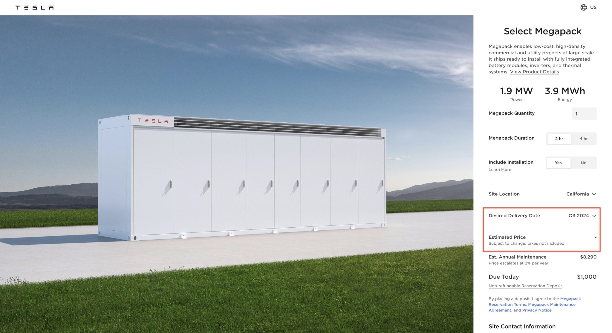 Tesla Megapack order page gets updated with Q4 2024 delivery estimate