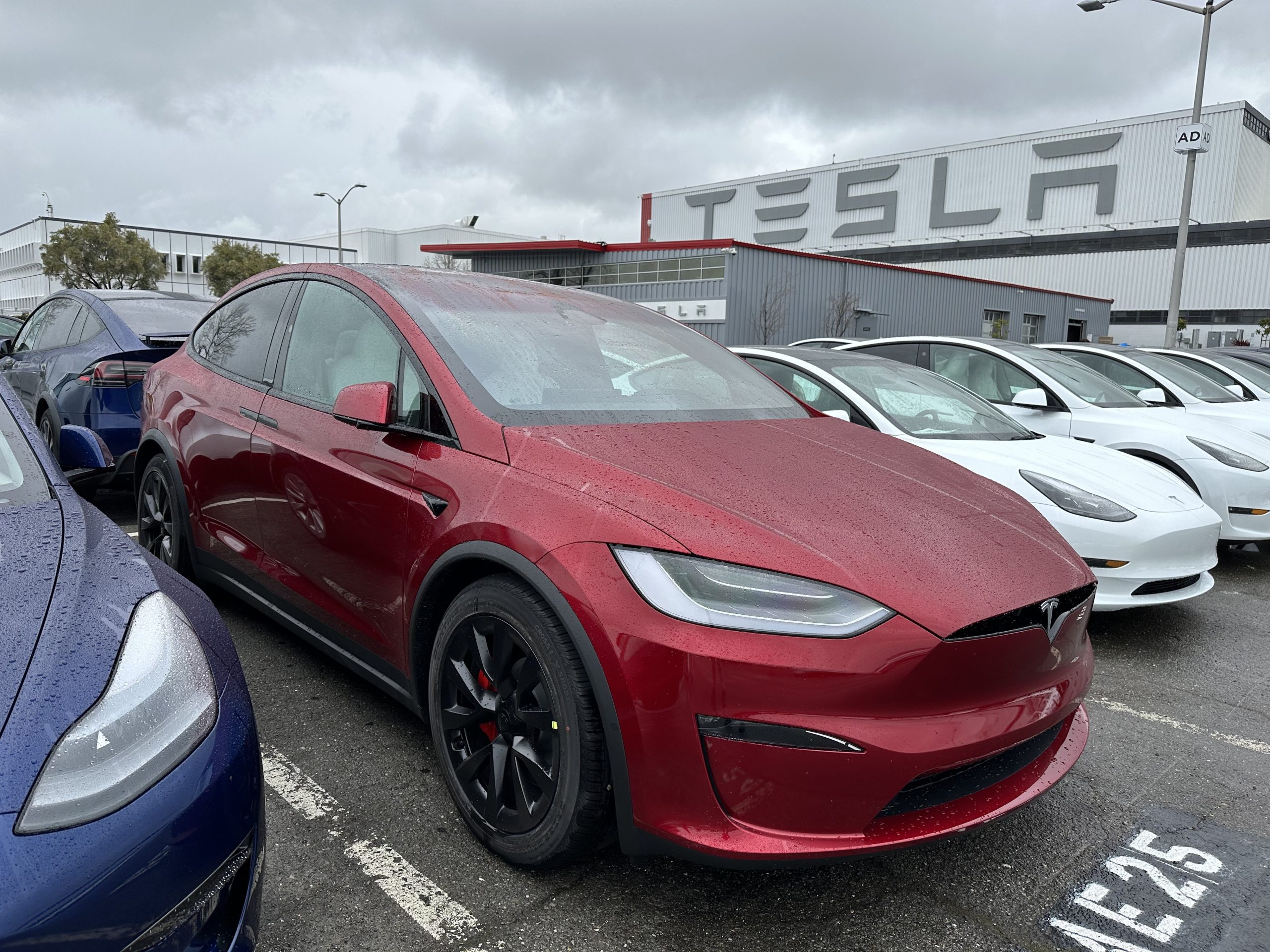 Red Multi-Coat Tesla Model Y - UP CYBRHX Wheels in Satin Titanium -  Unplugged Performance