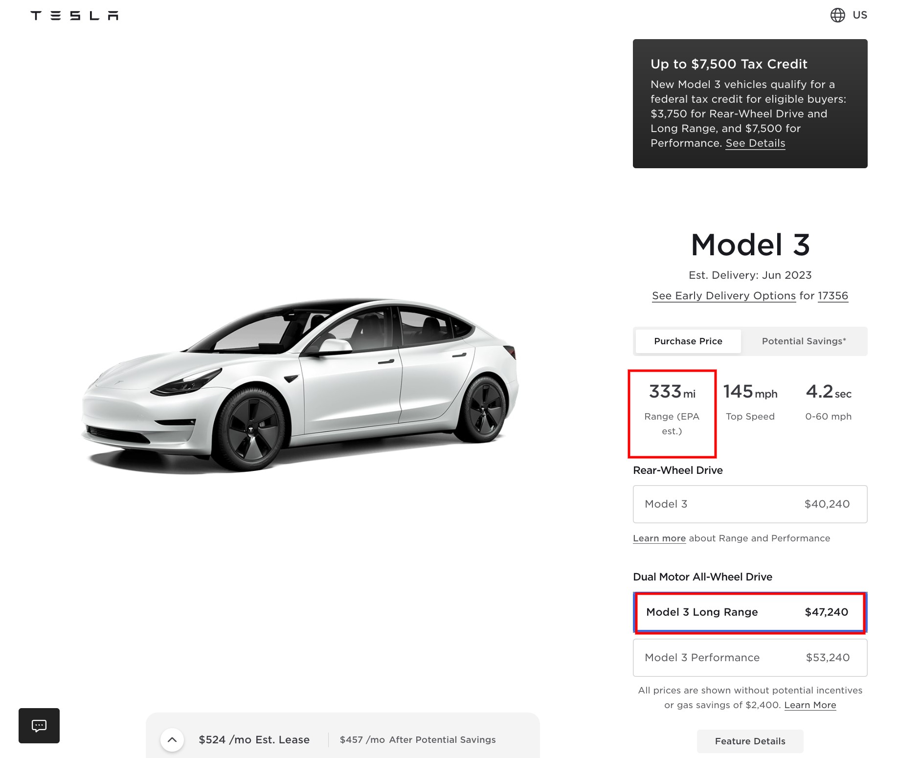 tesla model 3 long range