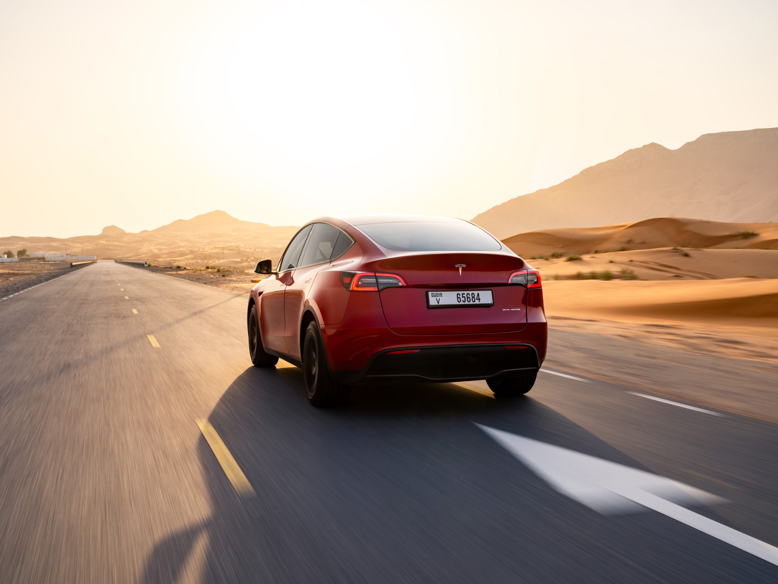 Tesla model y from rear