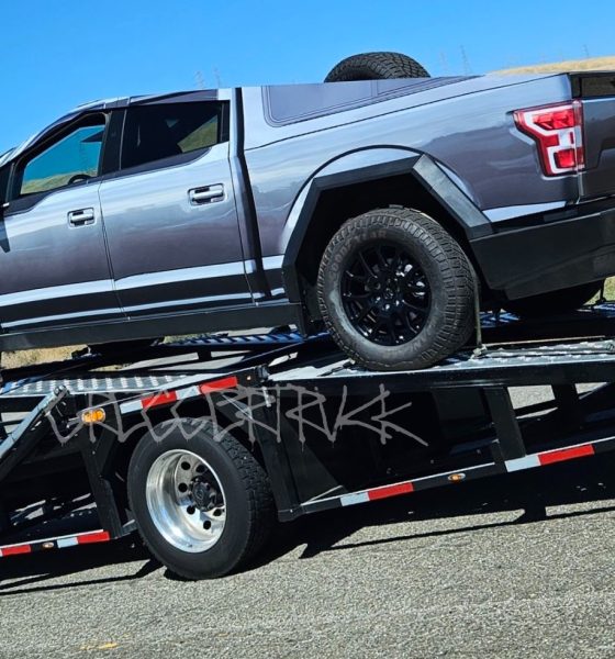 tesla cybertruck wrapped as an f-150