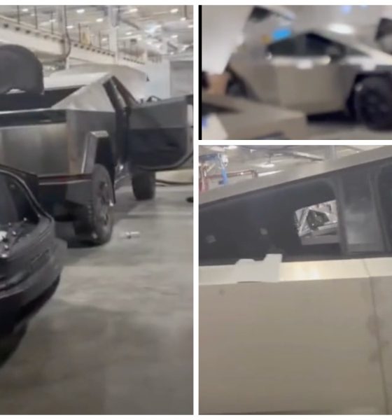 tesla cybertrucks seen in leaked video