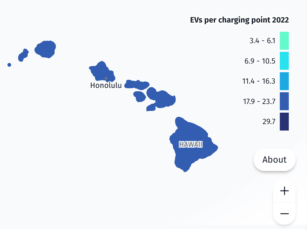 EV charging infrastructure development in the Hawaii in 2022