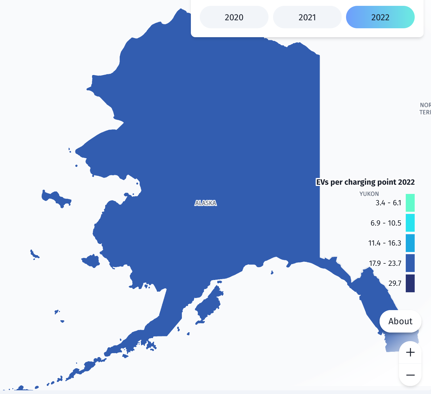 EV charging infrastructure development in the Alaska in 2022