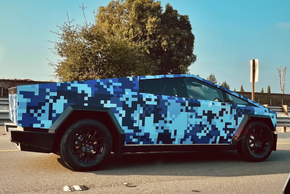 Tesla Cybertruck will get new blue digital camo wrap