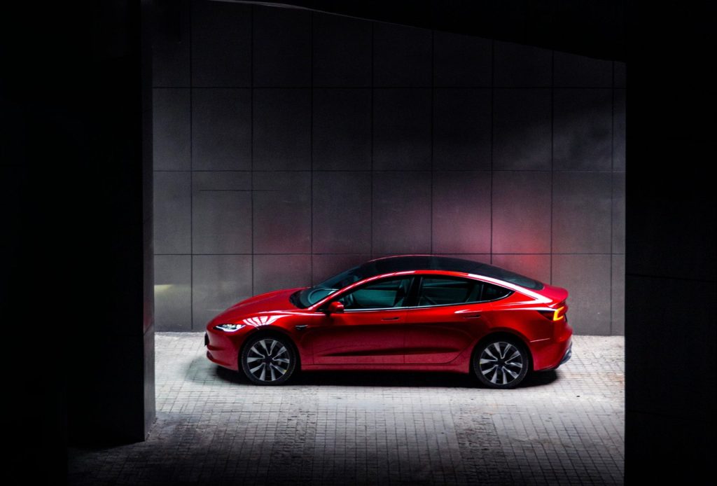 yellow tesla model 3 highland