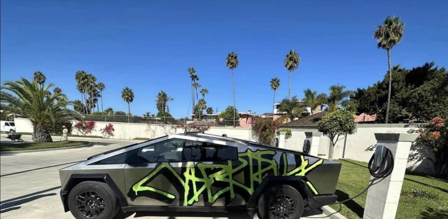 Tesla teases loopy new graffiti wrap for Cybertruck