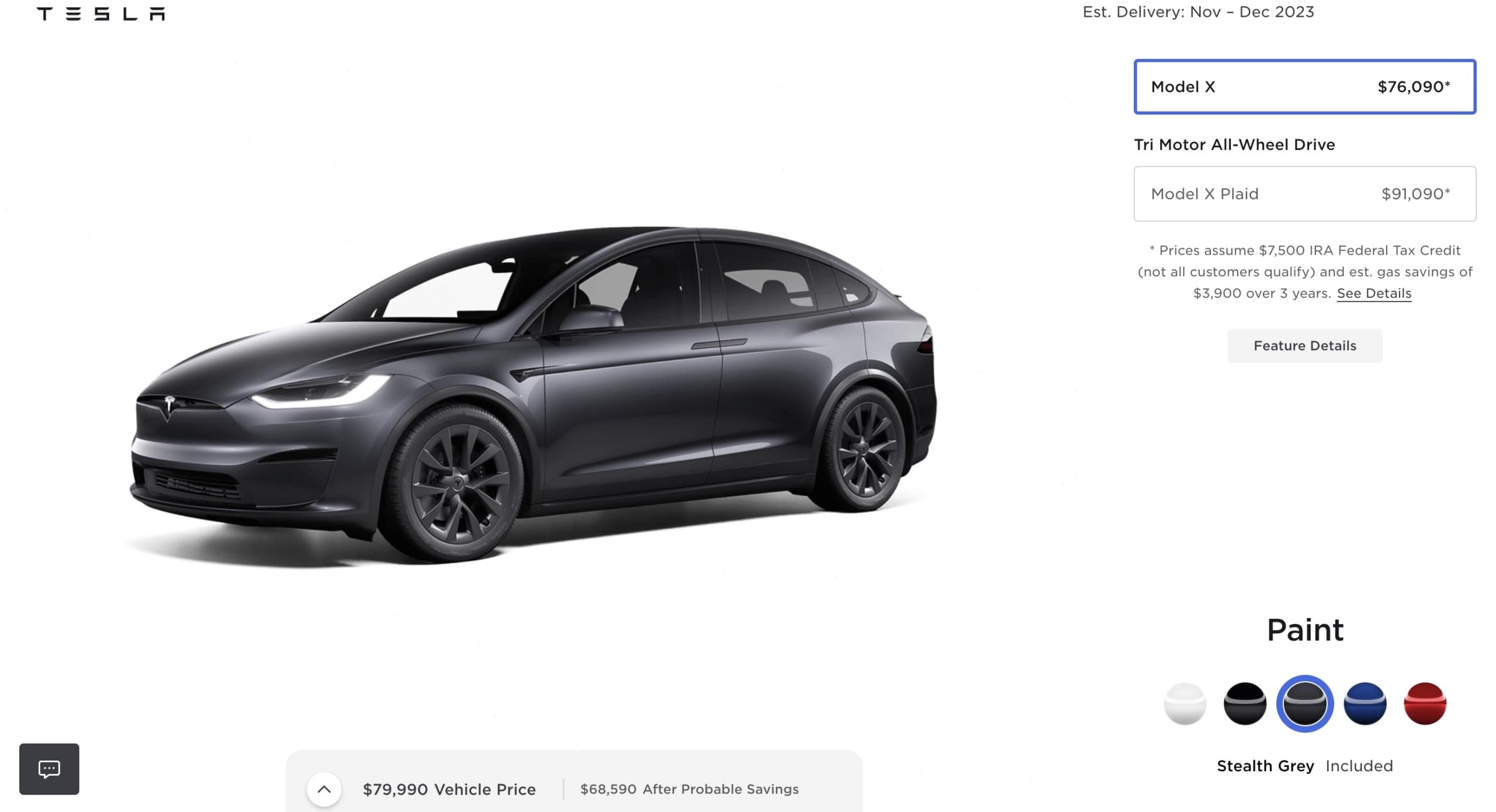 Tesla launches Stealth Gray for Mannequin S/X