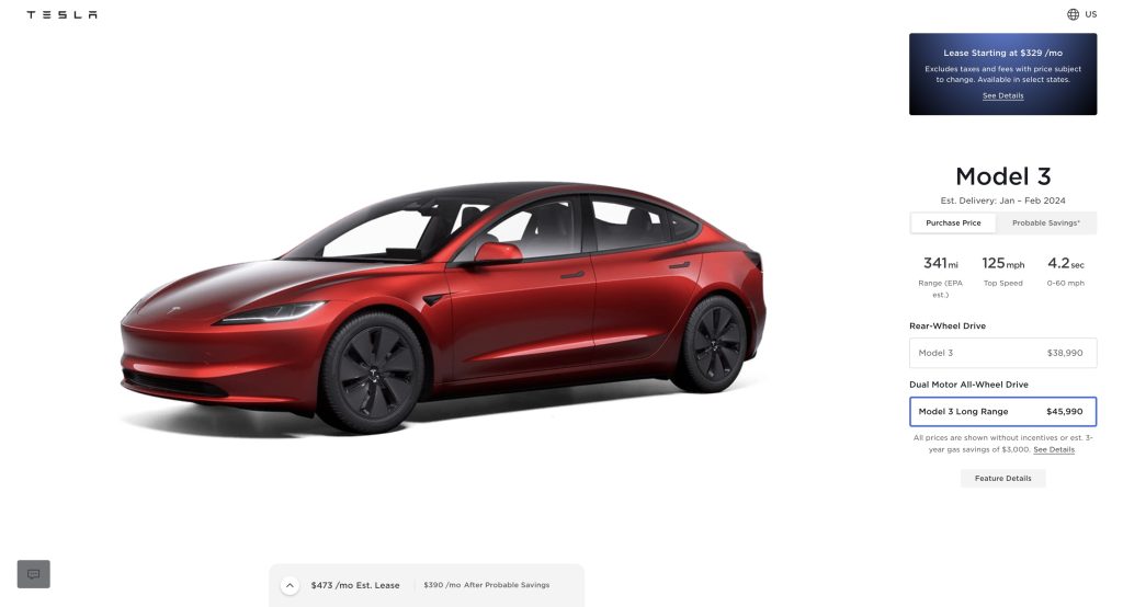 2024 Tesla Model 3 Highland ULTRA RED 