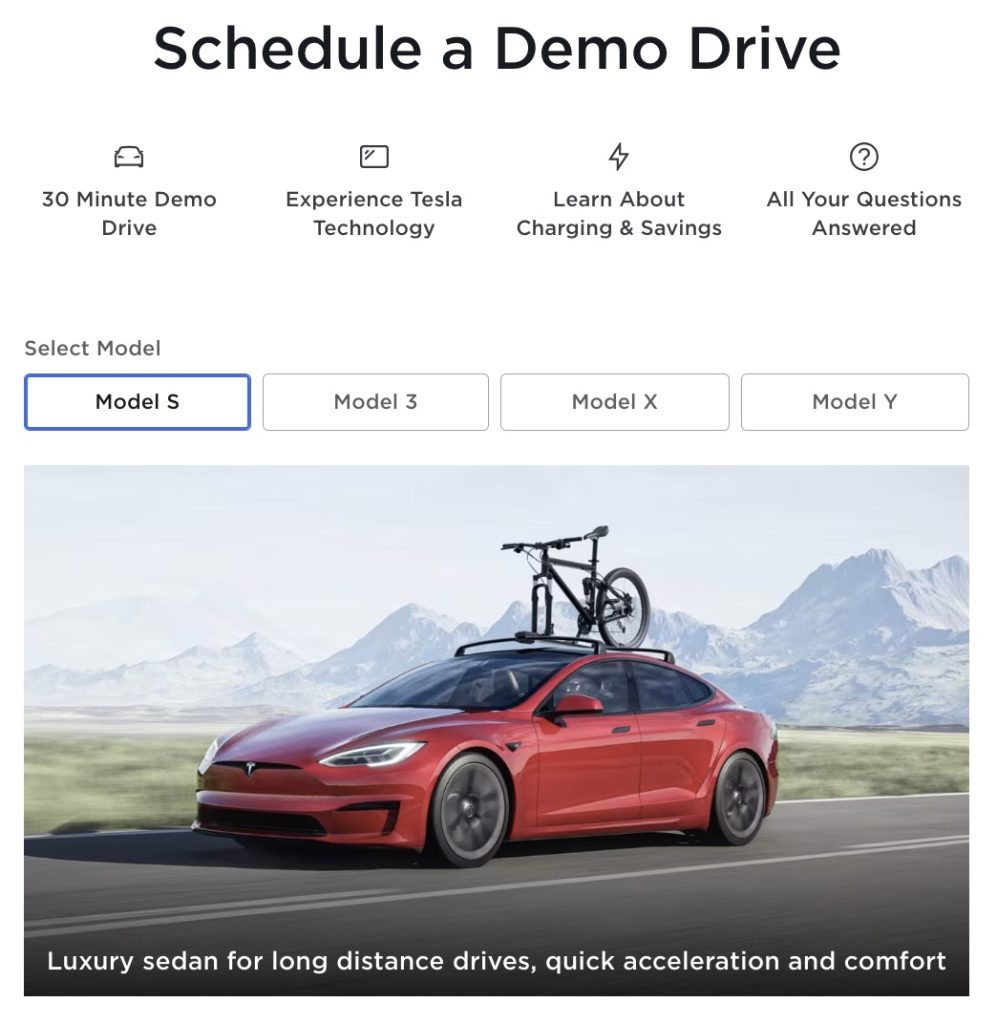 Tesla features upgraded Model 3 Highland in US test drive page