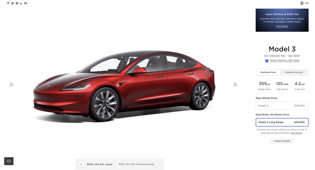 Tesla Model 3 Highland Long Range delivery times get pushed back