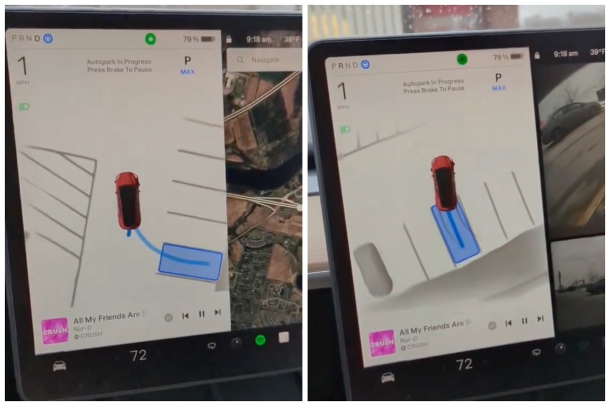 Watch Tesla Autopark safely and confidently back into a parking space Auto Recent