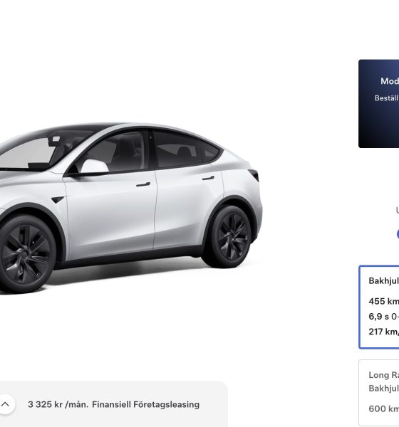 Tesla-mobel-y-0-percent-sweden
