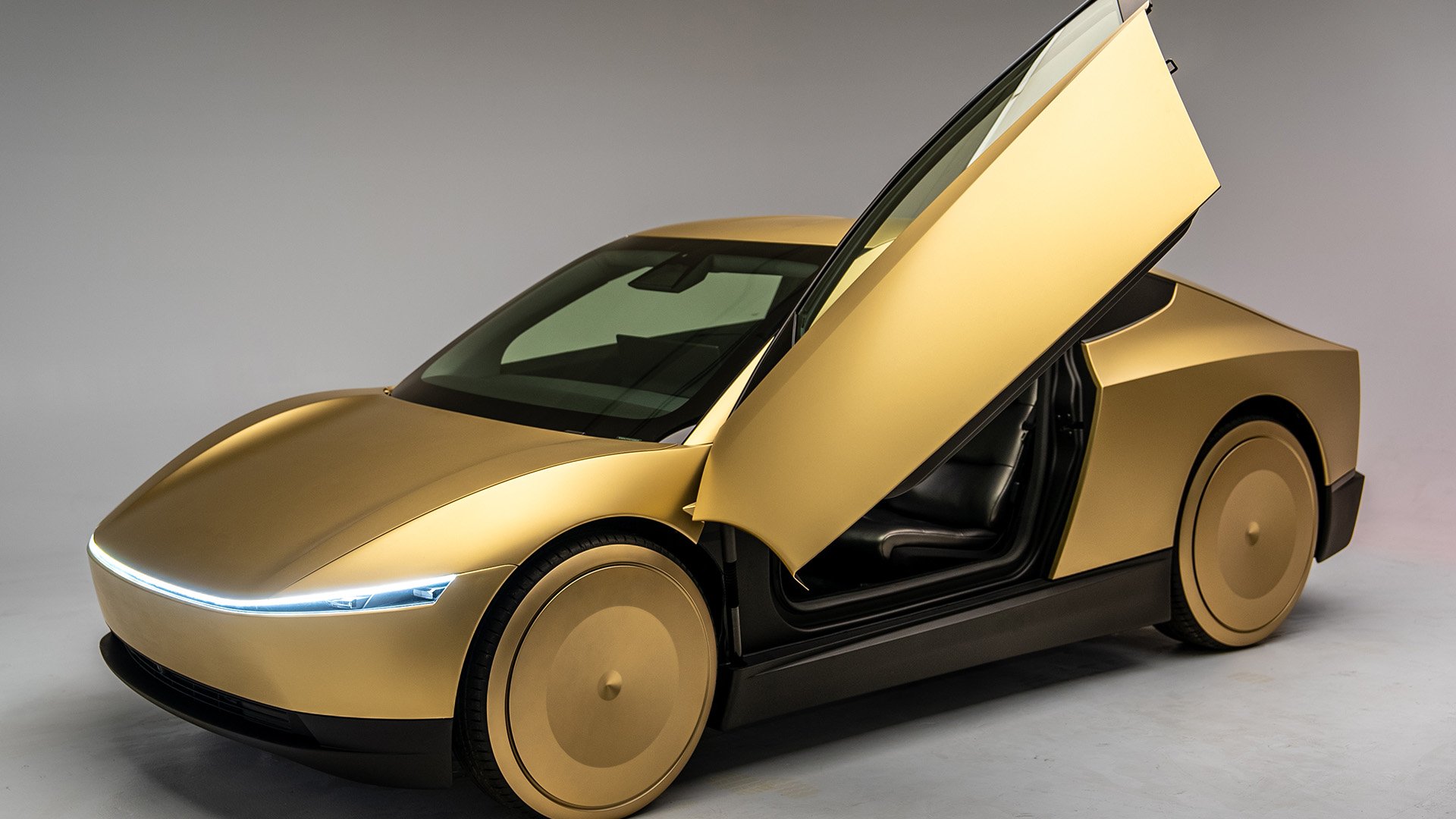 Tesla Cybercab Robotaxi Showcased At Petersen Museum