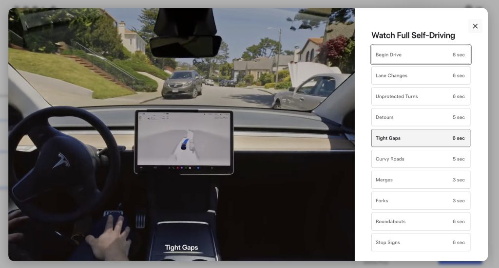Tesla 更新訂單頁面，新增實際 FSD 演示視頻