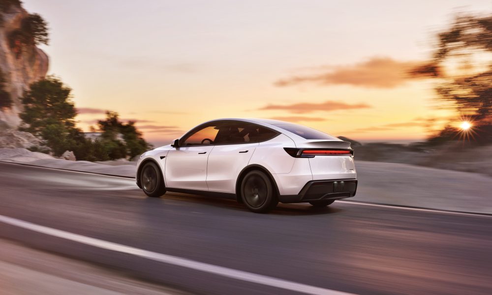 tesla model y in white