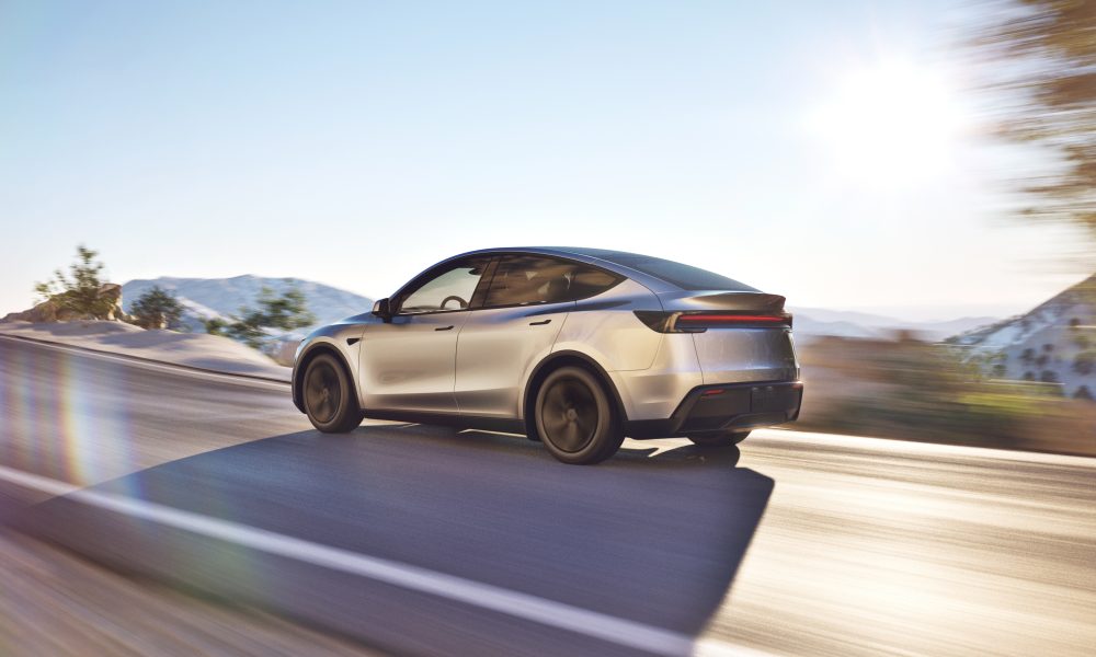 tesla model y quicksilver on road