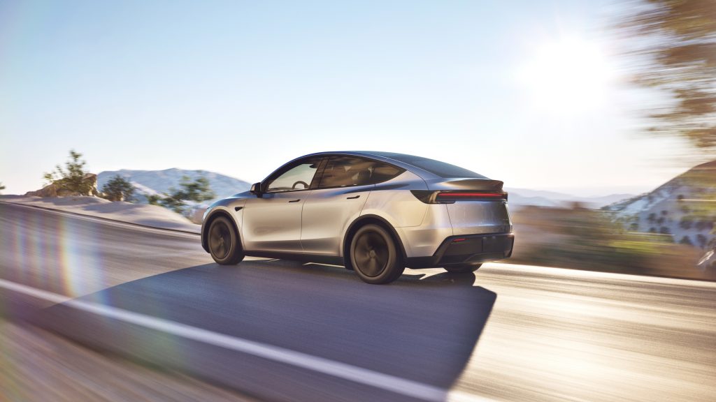 tesla model y quicksilver on road
