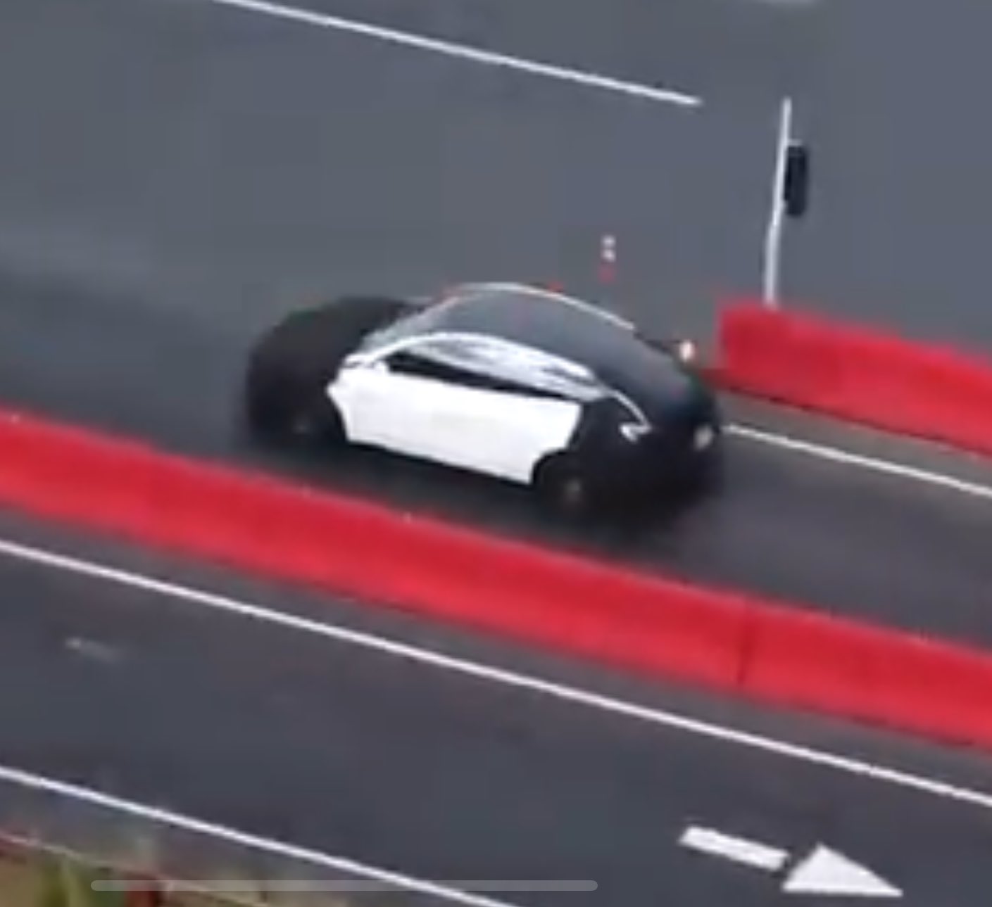 tesla affordable model prototype on fremont factory test track