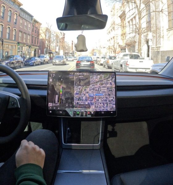 tesla interior operating on full self driving