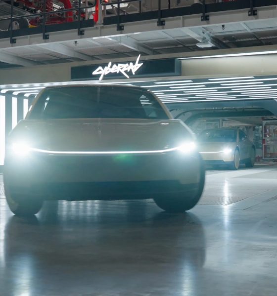 Tesla Cybercab production units rolling off the factory line in Gigafactory Texas (Credit: Tesla)