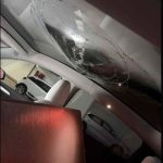 Tesla Model Y glass roof shattered from a piece of falling Iranian missile debris