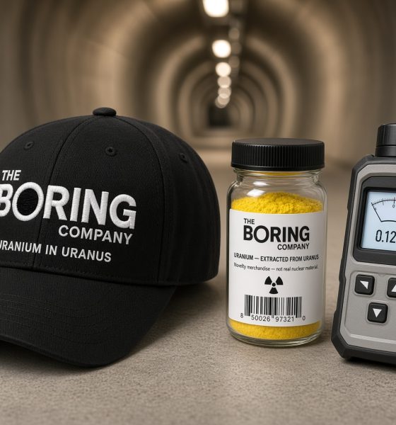 Concept rendering of Boring Company Uranium in Uranus merch tease via Grok