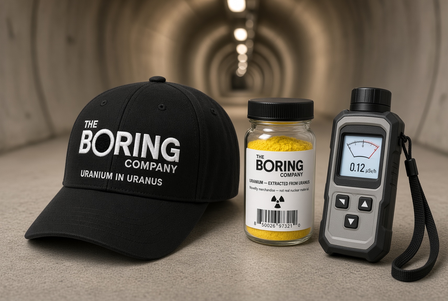 Concept rendering of Boring Company Uranium in Uranus merch tease via Grok