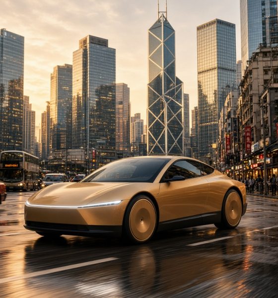 Concept image of Tesla Cybercab in the streets of Hong Kong via Grok