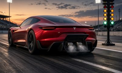Concept rendering of a Tesla Roadster with SpaceX Package via Grok