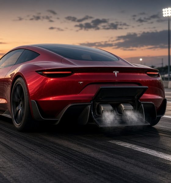 Concept rendering of a Tesla Roadster with SpaceX Package via Grok