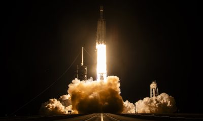 SpaceX's Falcon Heavy lifts off from Launch Complex 39A at NASA's Kennedy Space Center at 11:54 p.m. ET on October 1, 2026, carrying the classified NROL-97 mission for the National Reconnaissance Office. (Credit: SpaceX)
