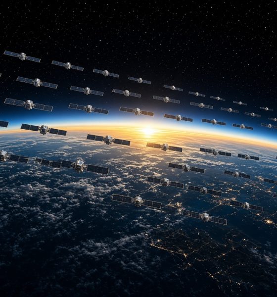 Concept rendering of SpaceX Starmind constellation via Grok