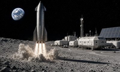 Concept rendering of SpaceX Starship landing on the moon via Grok
