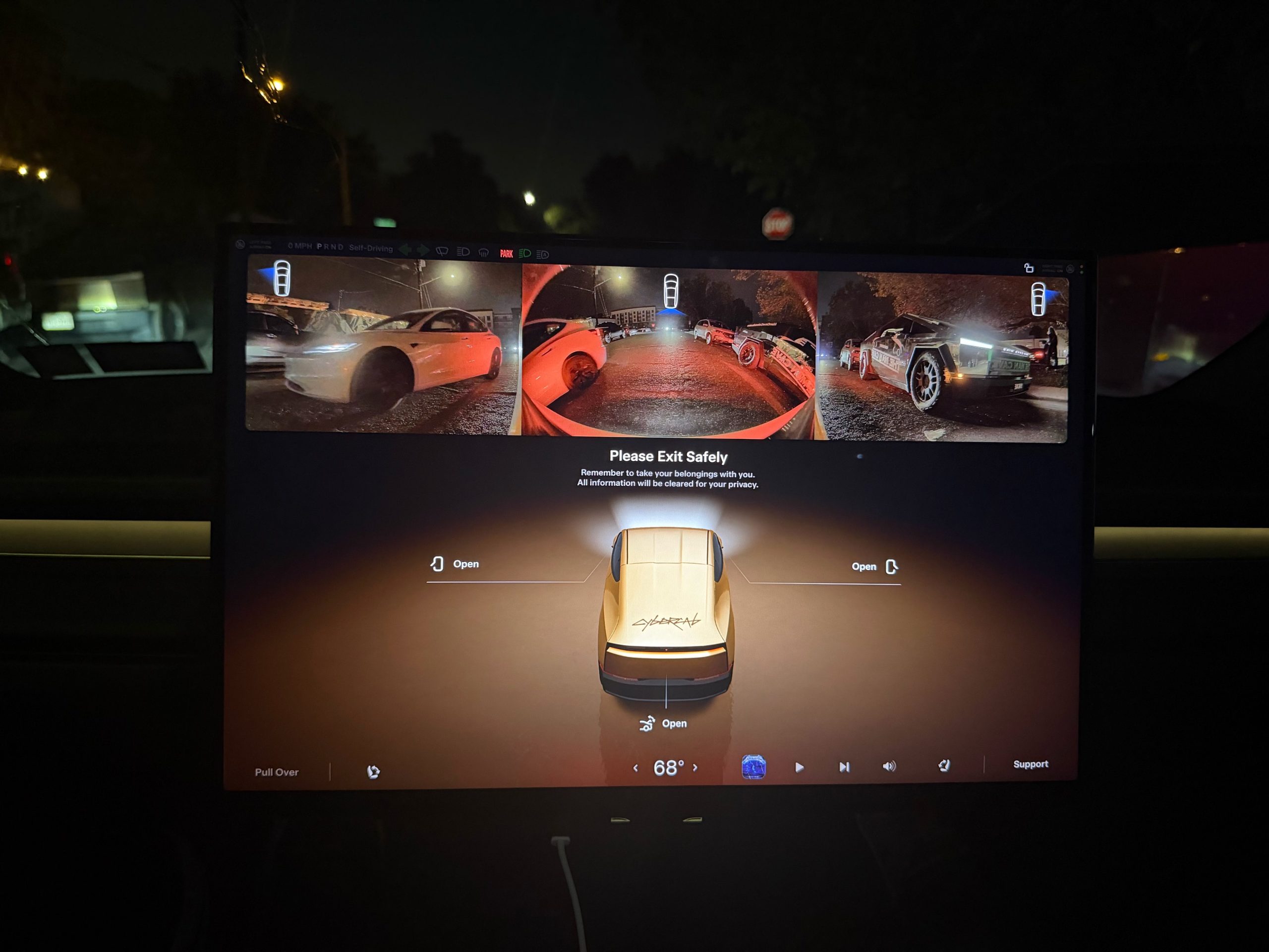 Tesla Cybercab camera visibility for passengers (Credit: Dan Burkland via X)